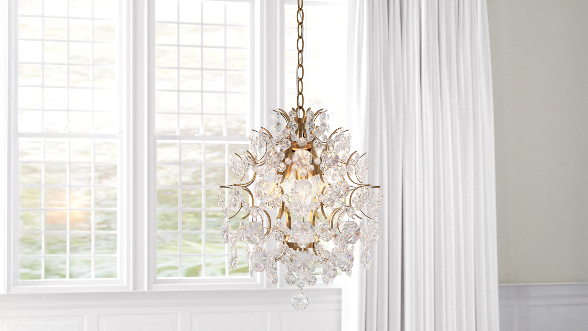 Crystal chandelier in interior scene